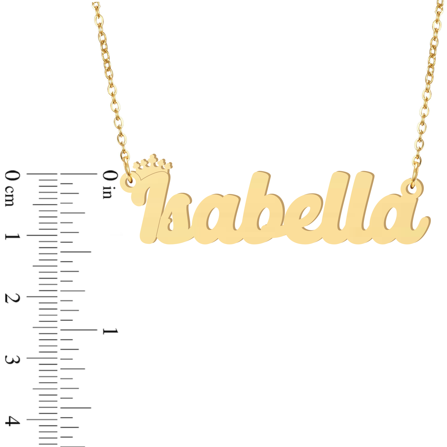 Prime & Pure 9K Yellow Gold Name Necklace Isabella with Crown