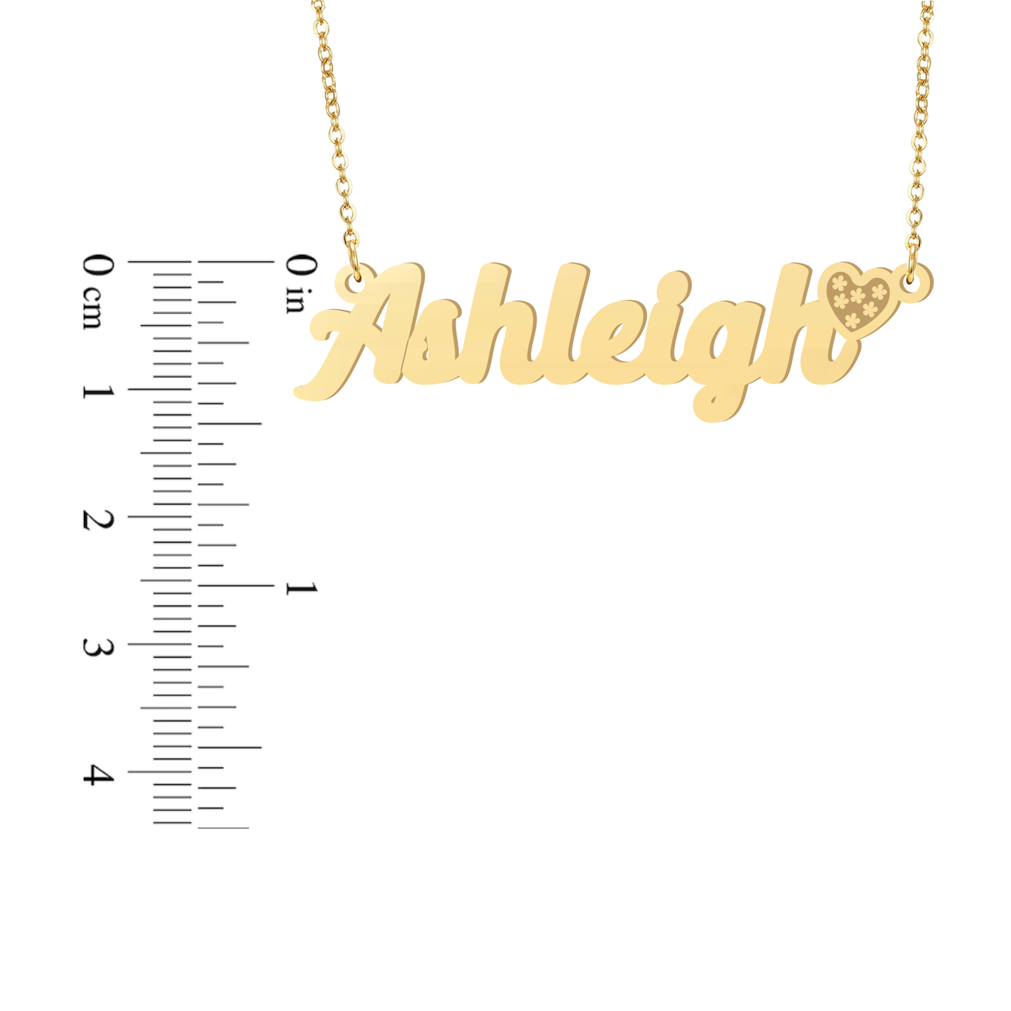 Prime & Pure 9K Yellow Gold Name Necklace Ashleigh with Heart