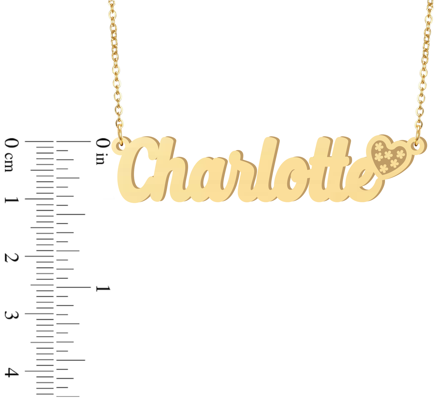 Prime & Pure 9K Yellow Gold Name Necklace Charlotte with Heart