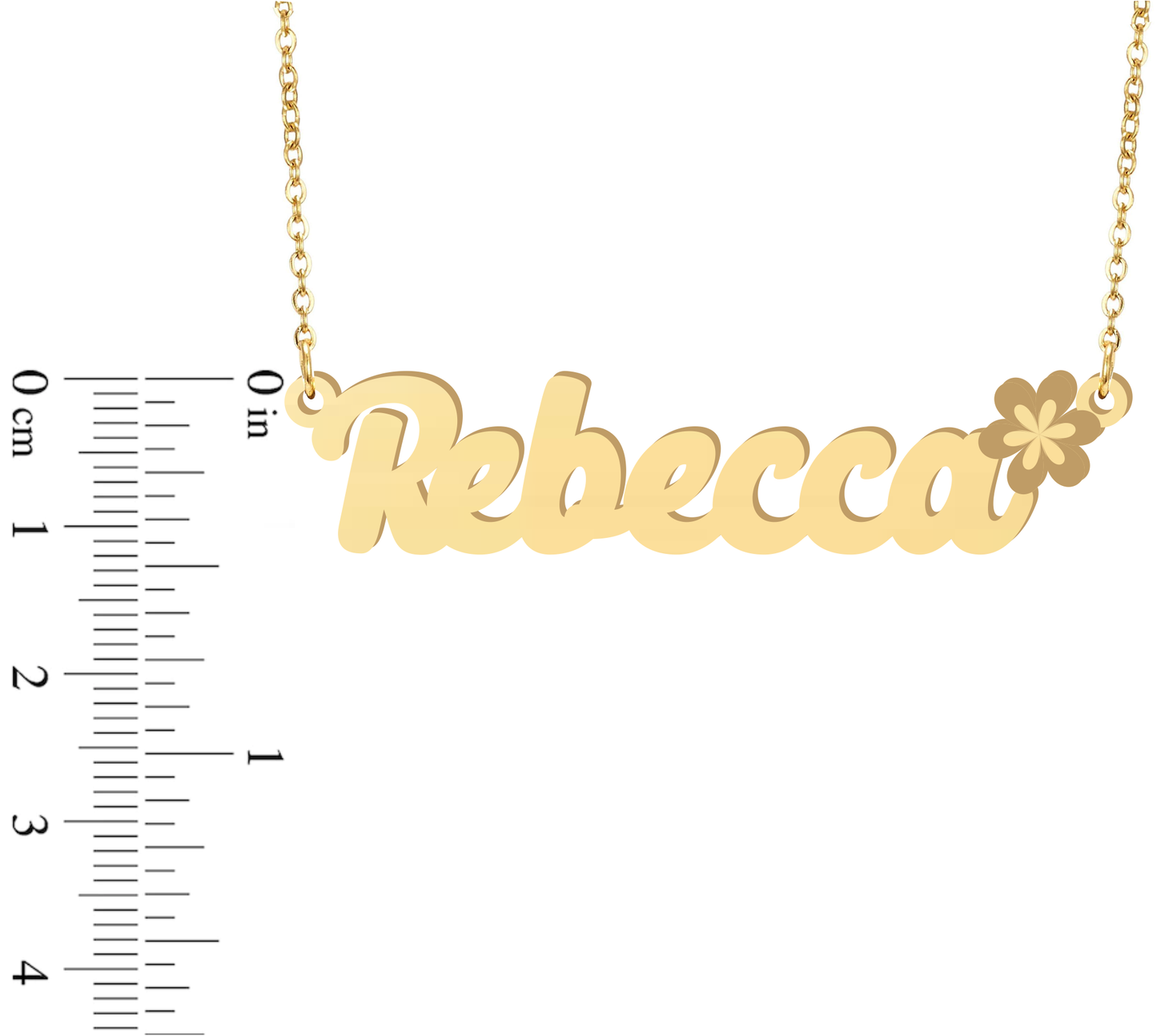 Prime & Pure 9K Yellow Gold Name Necklace Rebecca with Flower