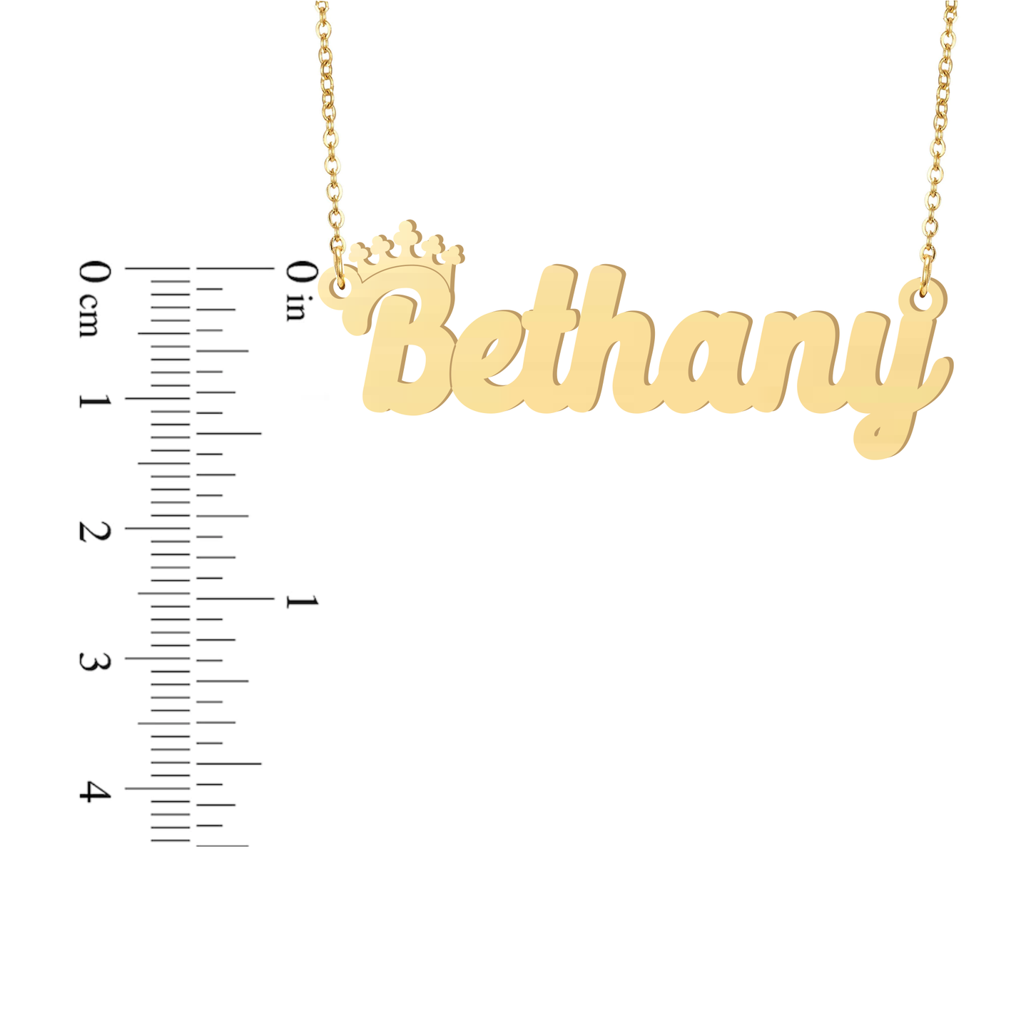 Prime & Pure 9K Yellow Gold Name Necklace Bethany with Crown
