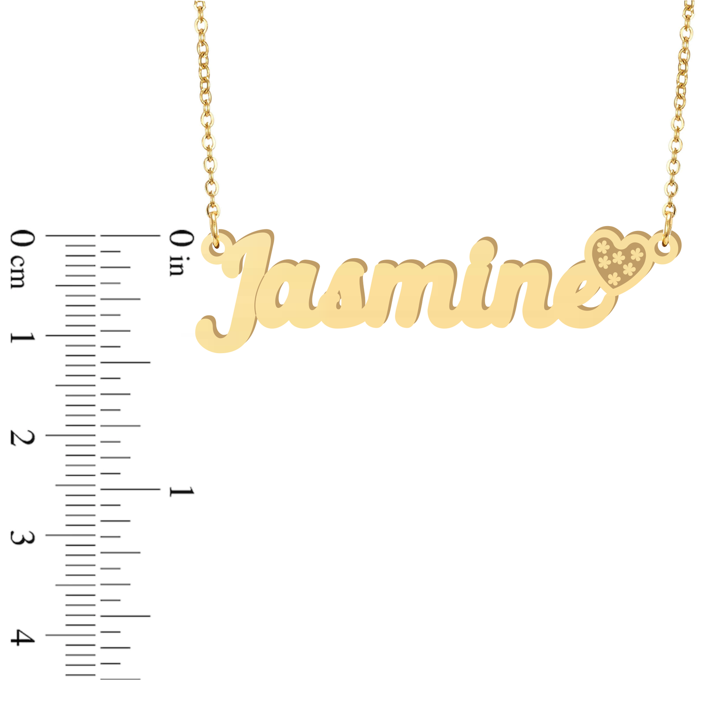 Prime & Pure 9K Yellow Gold Name Necklace Jasmine with Heart