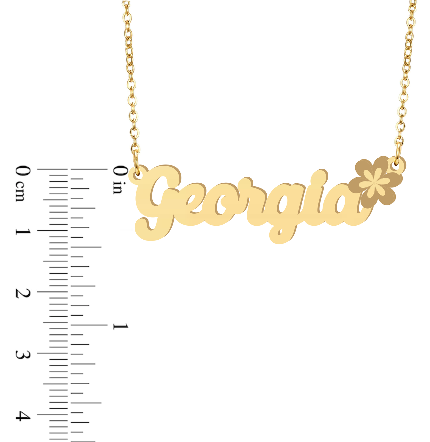 Prime & Pure 9K Yellow Gold Name Necklace Georgia with Flower