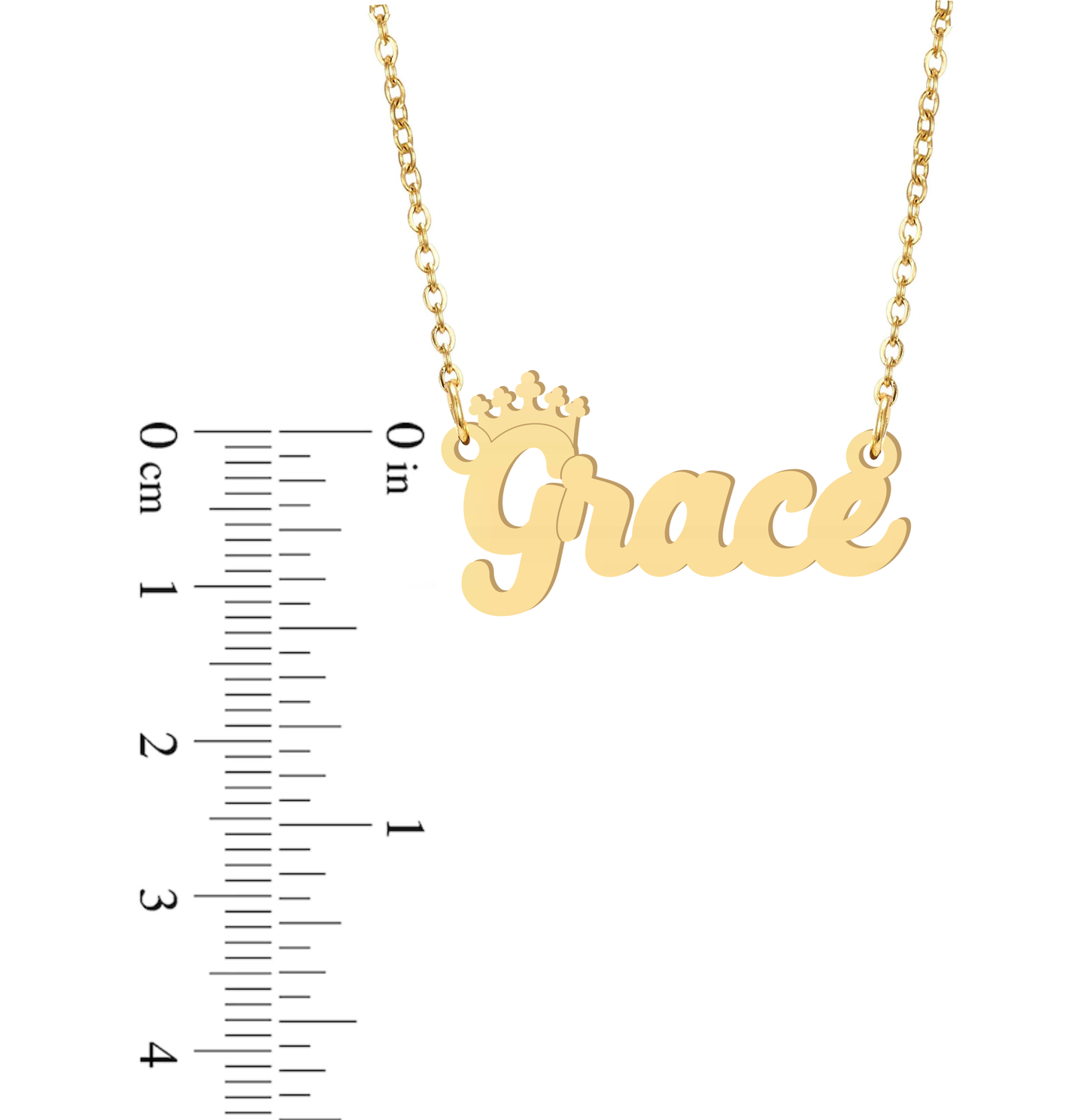 Prime & Pure 9K Yellow Gold Name Necklace Grace with Crown