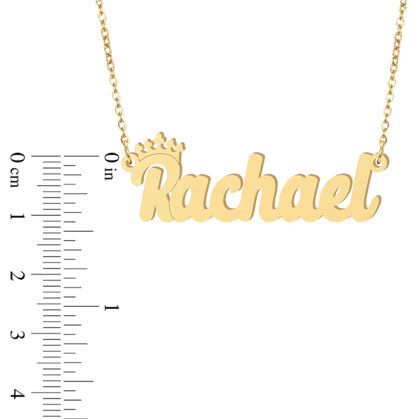 Prime & Pure 9K Yellow Gold Name Necklace Rachael with Crown