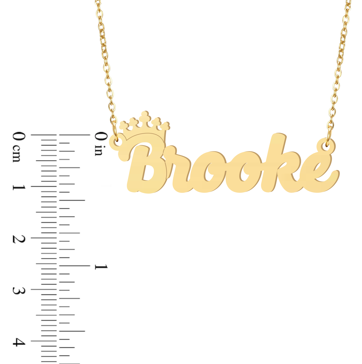 Prime & Pure 9K Yellow Gold Name Necklace Brooke with Crown