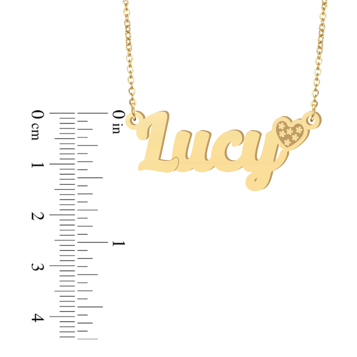 Prime & Pure 9K Yellow Gold Name Necklace Lucy with Heart