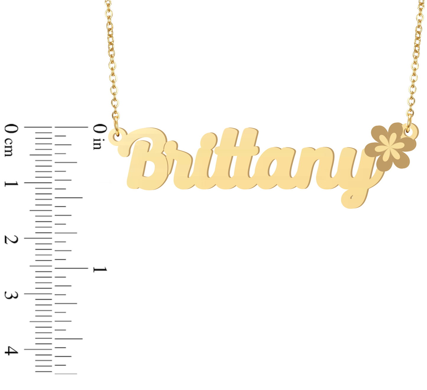 Prime & Pure 9K Yellow Gold Name Necklace Brittany with Flower