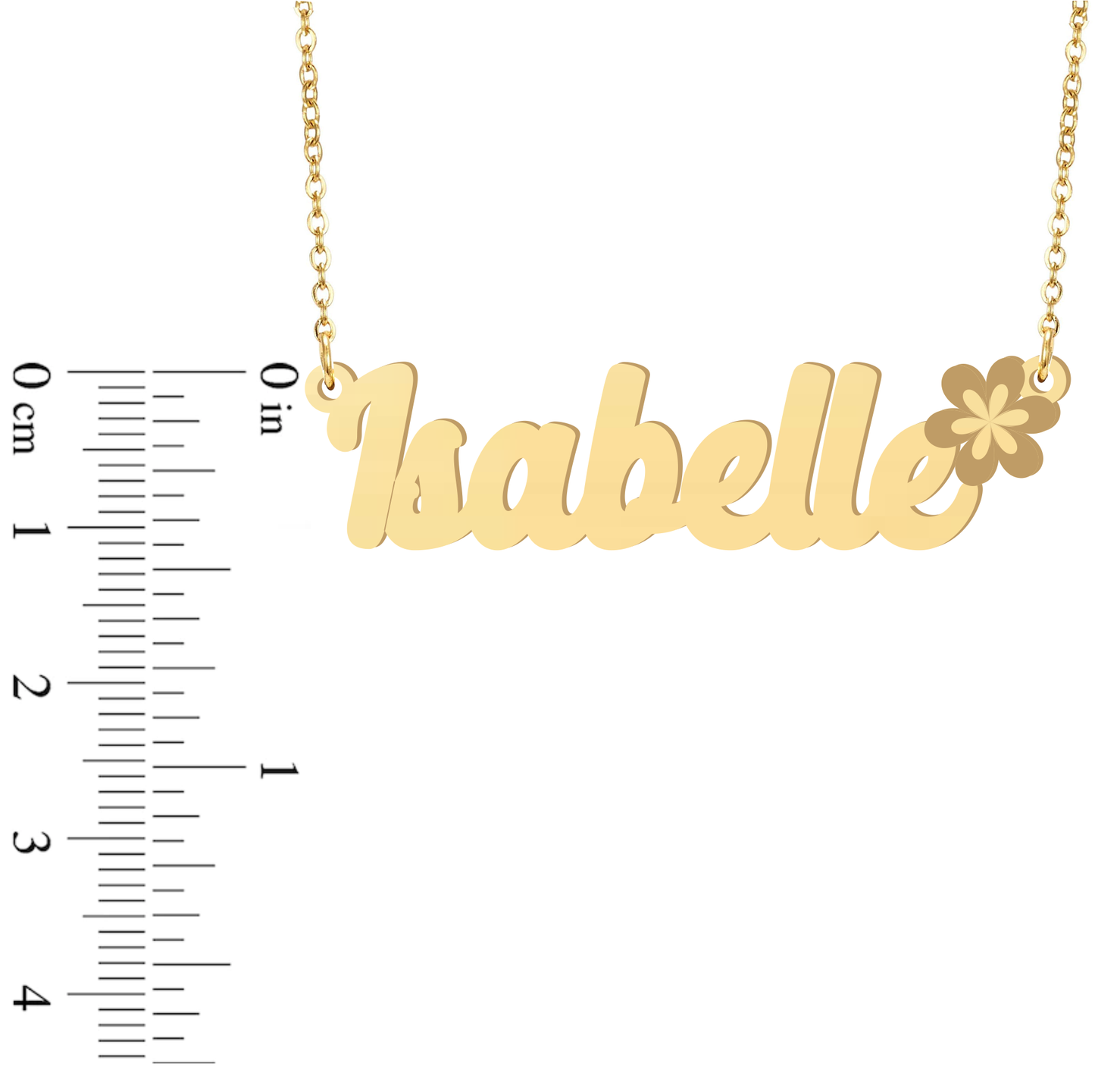 Prime & Pure 9K Yellow Gold Name Necklace Isabelle with Flower