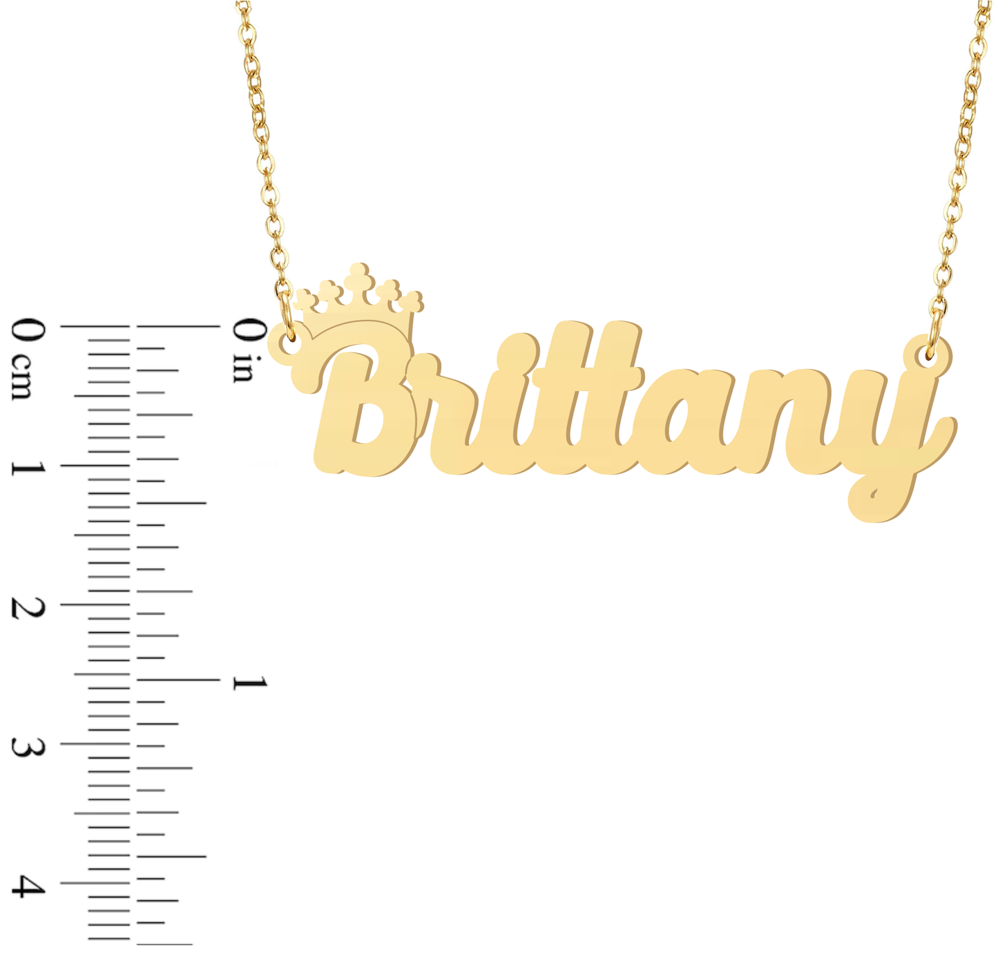Prime & Pure 9K Yellow Gold Name Necklace Brittany with Crown