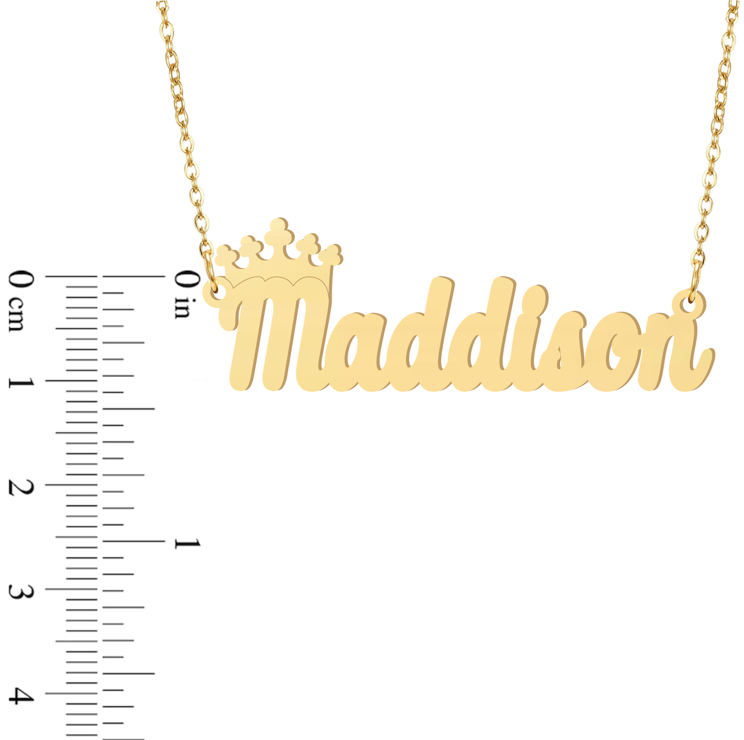 Prime & Pure 9K Yellow Gold Name Necklace Maddison with Crown