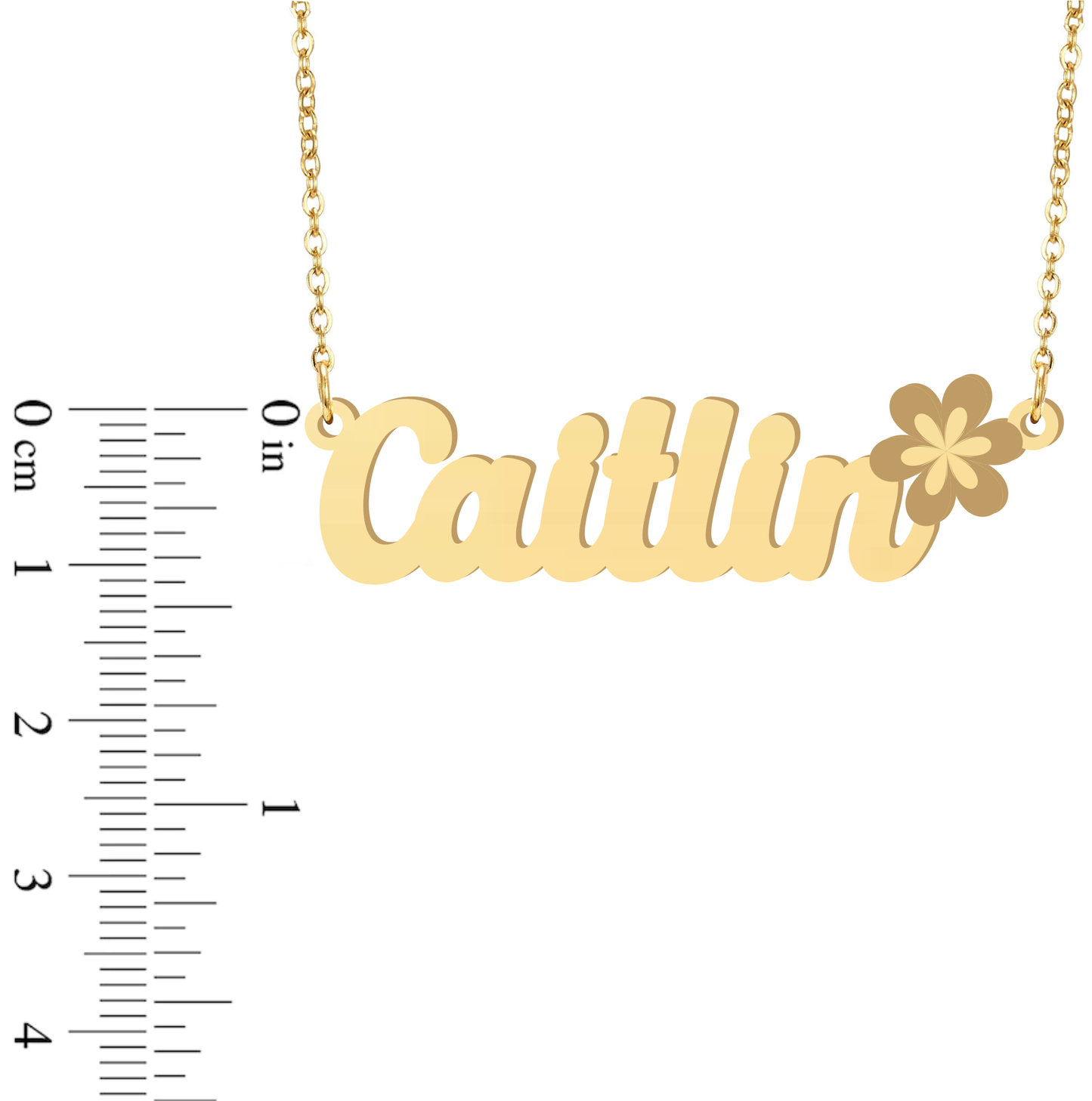 Prime & Pure 9K Yellow Gold Name Necklace Caitlin with Flower