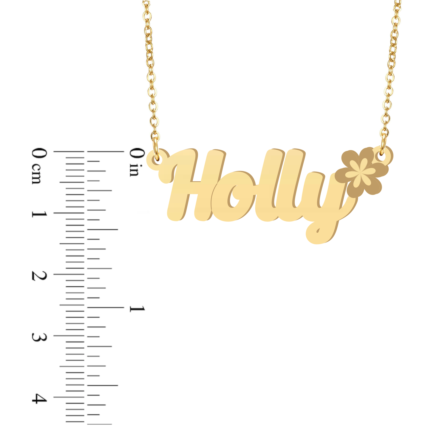 Prime & Pure 9K Yellow Gold Name Necklace Holly with Flower