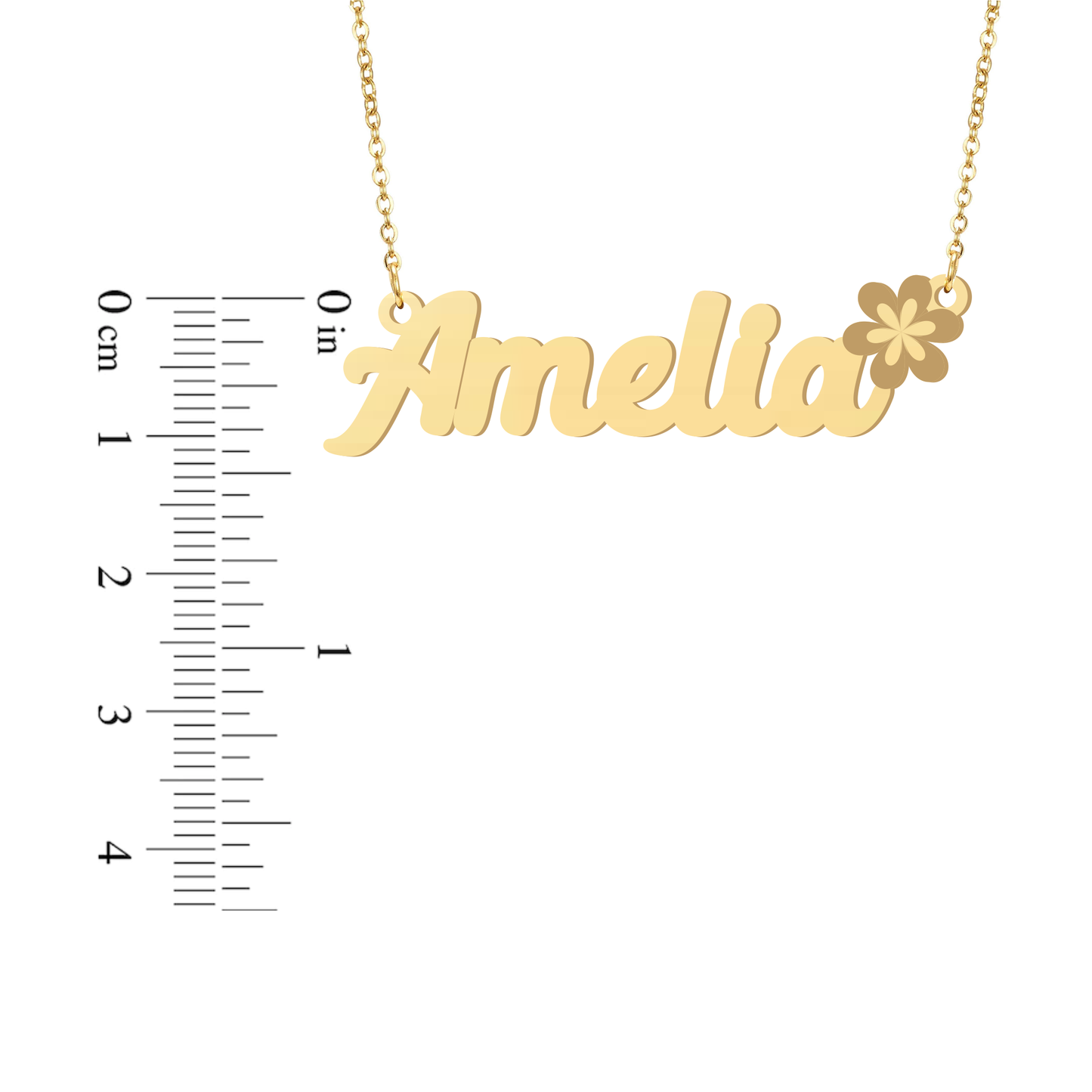 Prime & Pure 9K Yellow Gold Name Necklace Amelia with Flower
