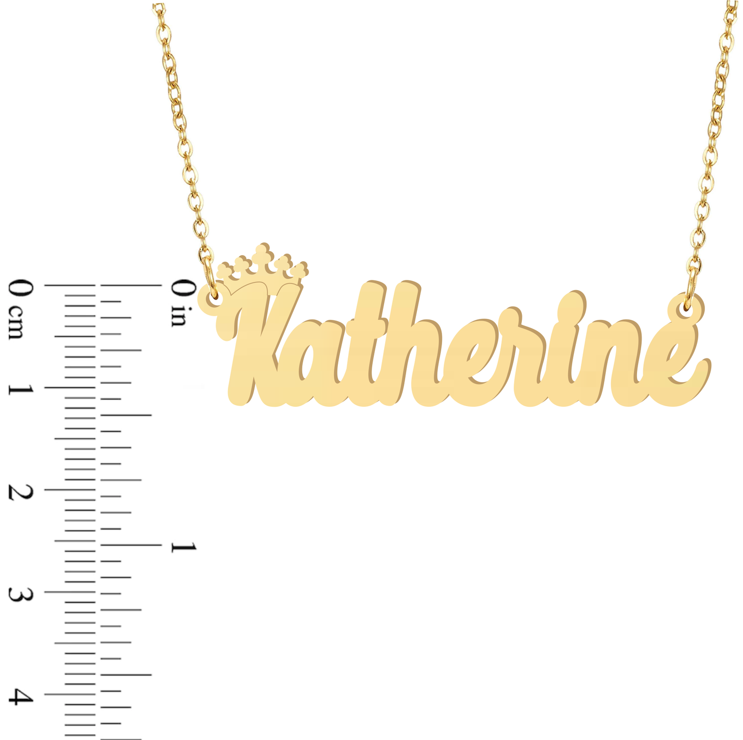 Prime & Pure 9K Yellow Gold Name Necklace Katherine with Crown
