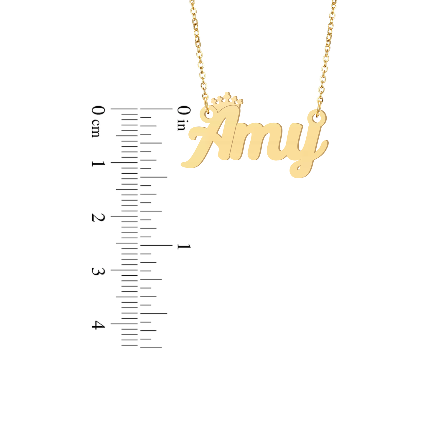 Prime & Pure 9K Yellow Gold Name Necklace Amy with Crown