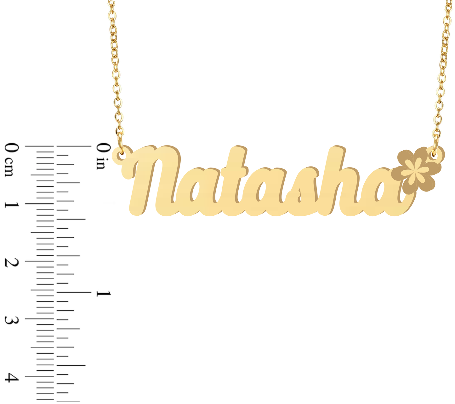 Prime & Pure 9K Yellow Gold Name Necklace Natasha with Flower