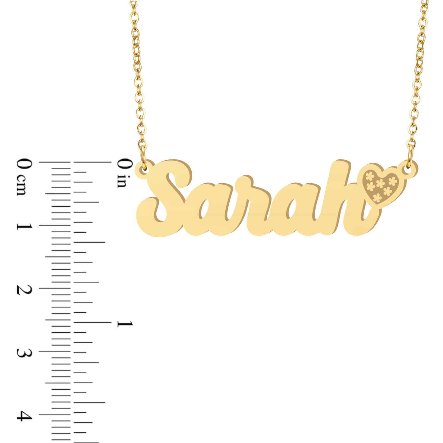 Prime & Pure 9K Yellow Gold Name Necklace Sarah with Heart