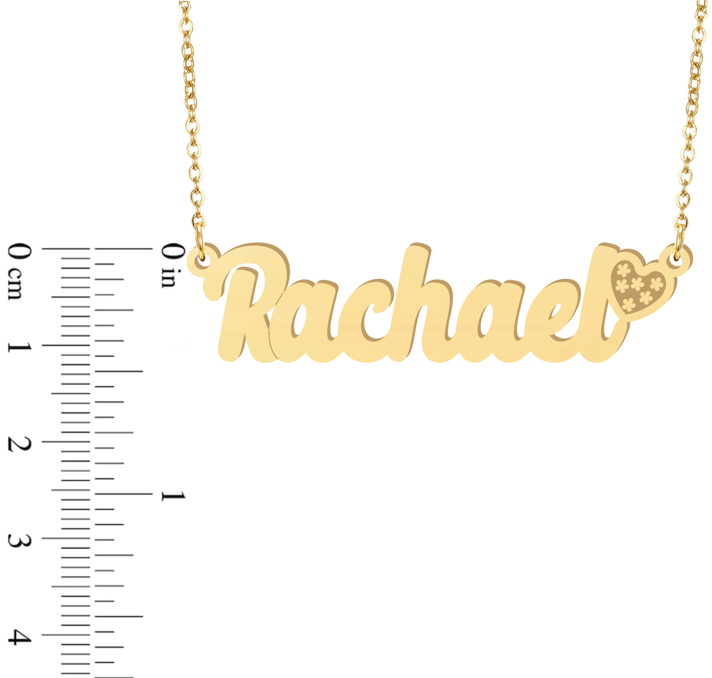 Prime & Pure 9K Yellow Gold Name Necklace Rachael with Heart