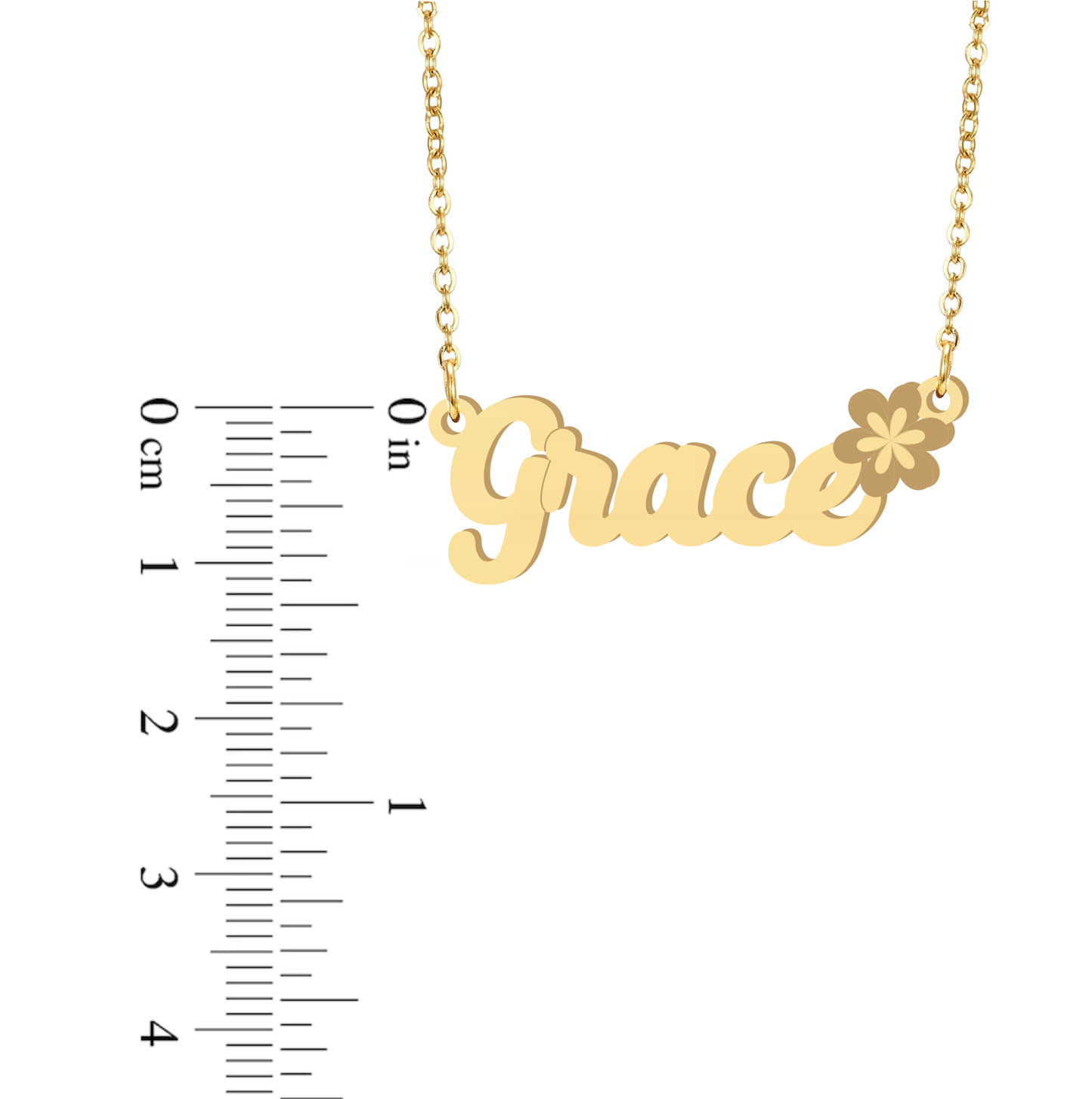 Prime & Pure 9K Yellow Gold Name Necklace Grace with Flower