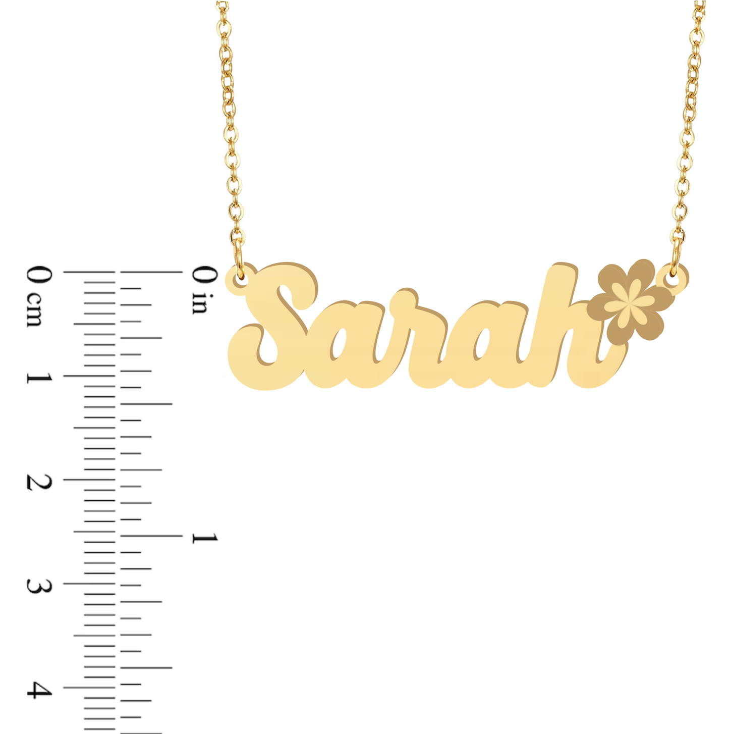 Prime & Pure 9K Yellow Gold Name Necklace Sarah with Flower
