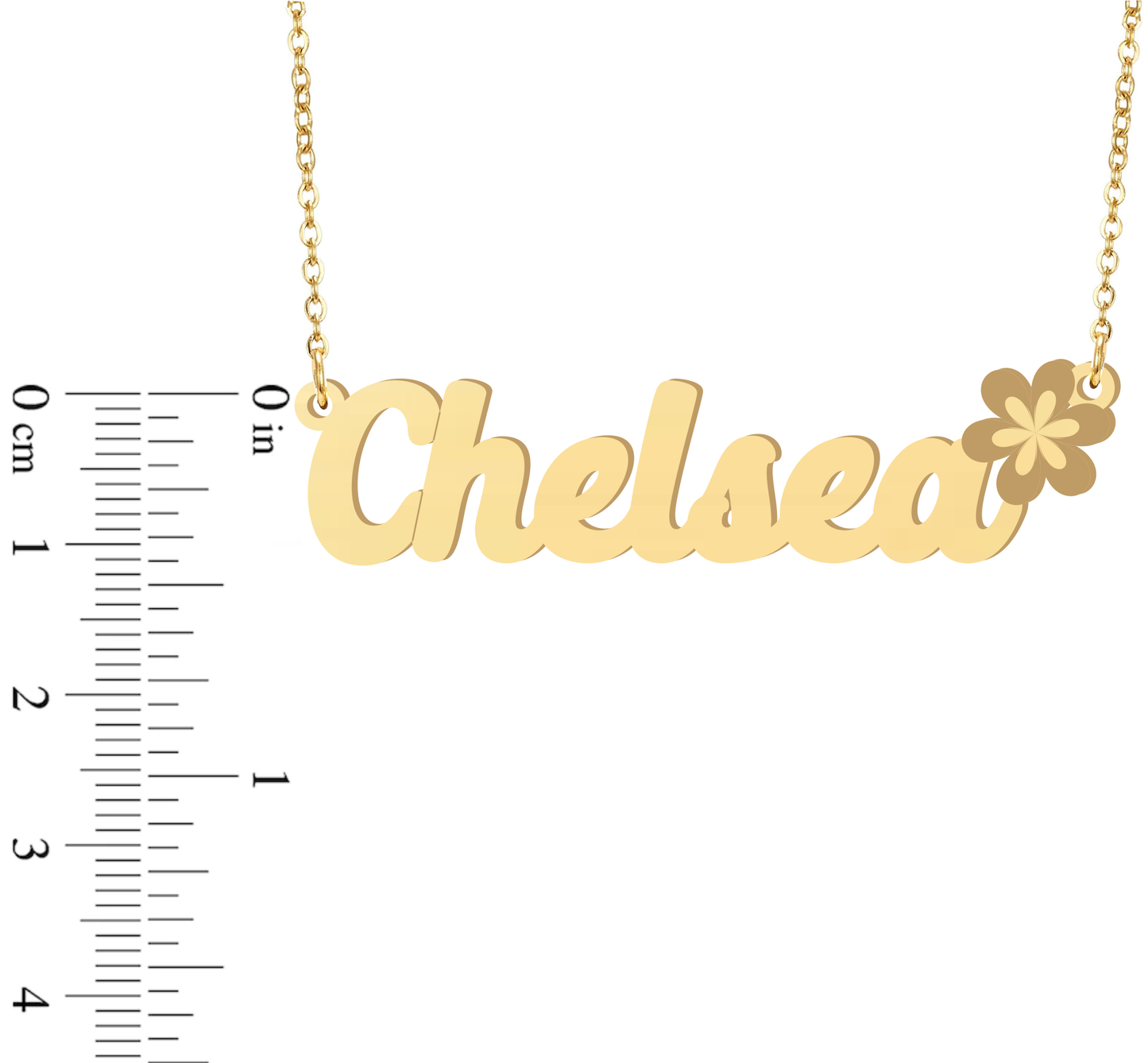 Prime & Pure 9K Yellow Gold Name Necklace Chelsea with Flower