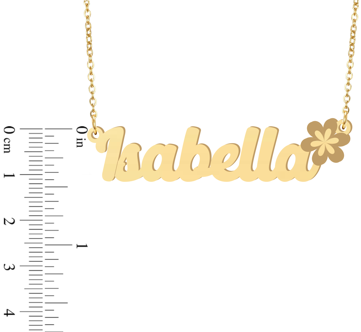 Prime & Pure 9K Yellow Gold Name Necklace Isabella with Flower