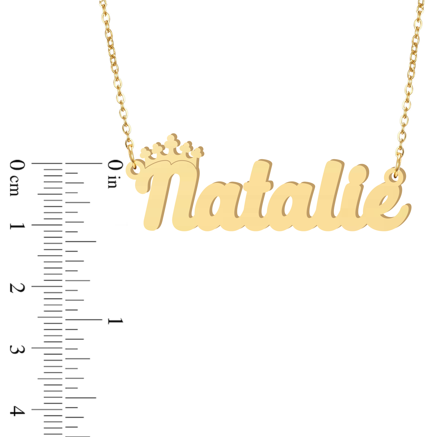 Prime & Pure 9K Yellow Gold Name Necklace Natalie with Crown