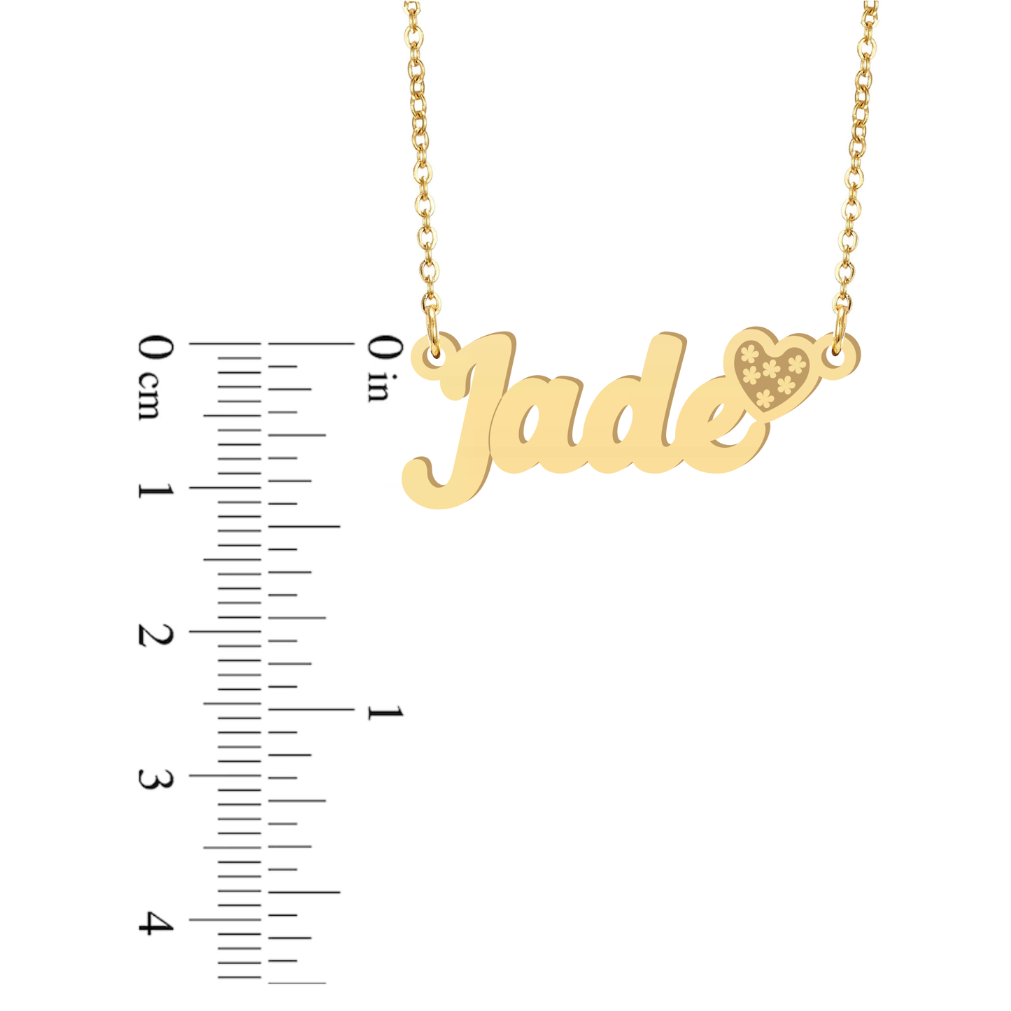Prime & Pure 9K Yellow Gold Name Necklace Jade with Heart