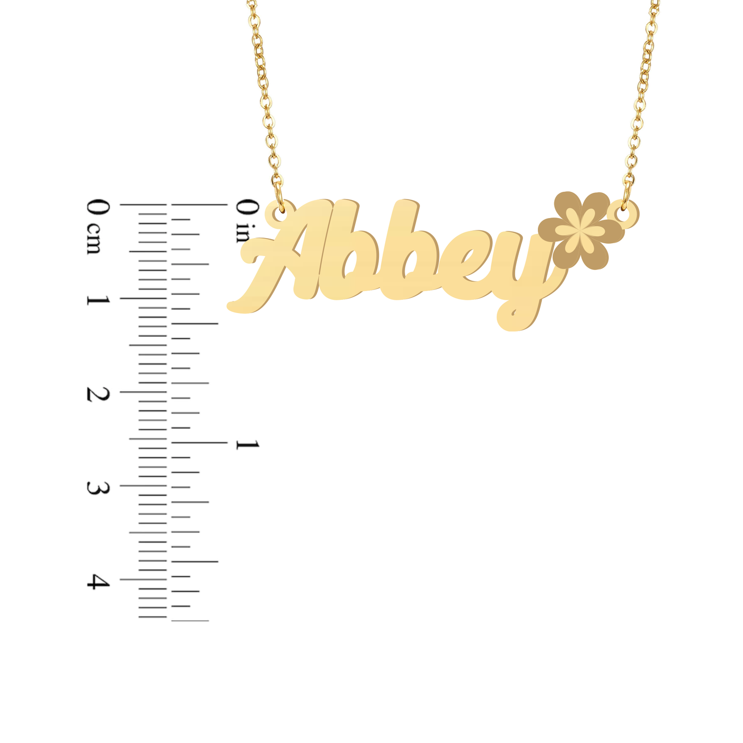 Prime & Pure 9K Yellow Gold Name Necklace Abbey with Flower