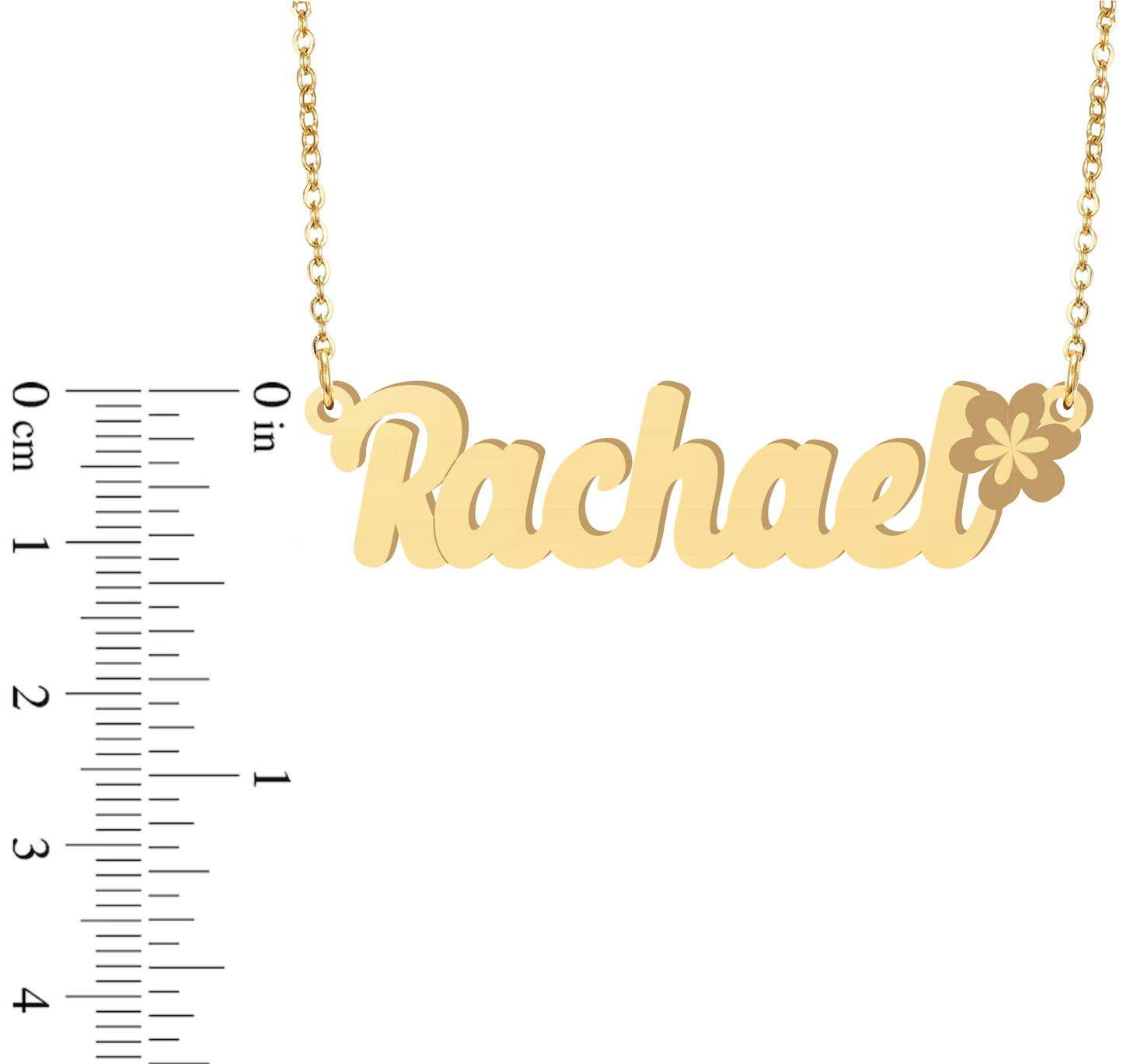 Prime & Pure 9K Yellow Gold Name Necklace Rachael with Flower