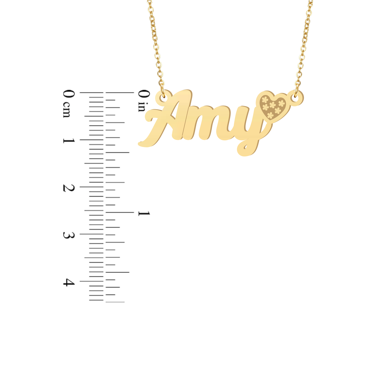 Prime & Pure 9K Yellow Gold Name Necklace Amy with Heart