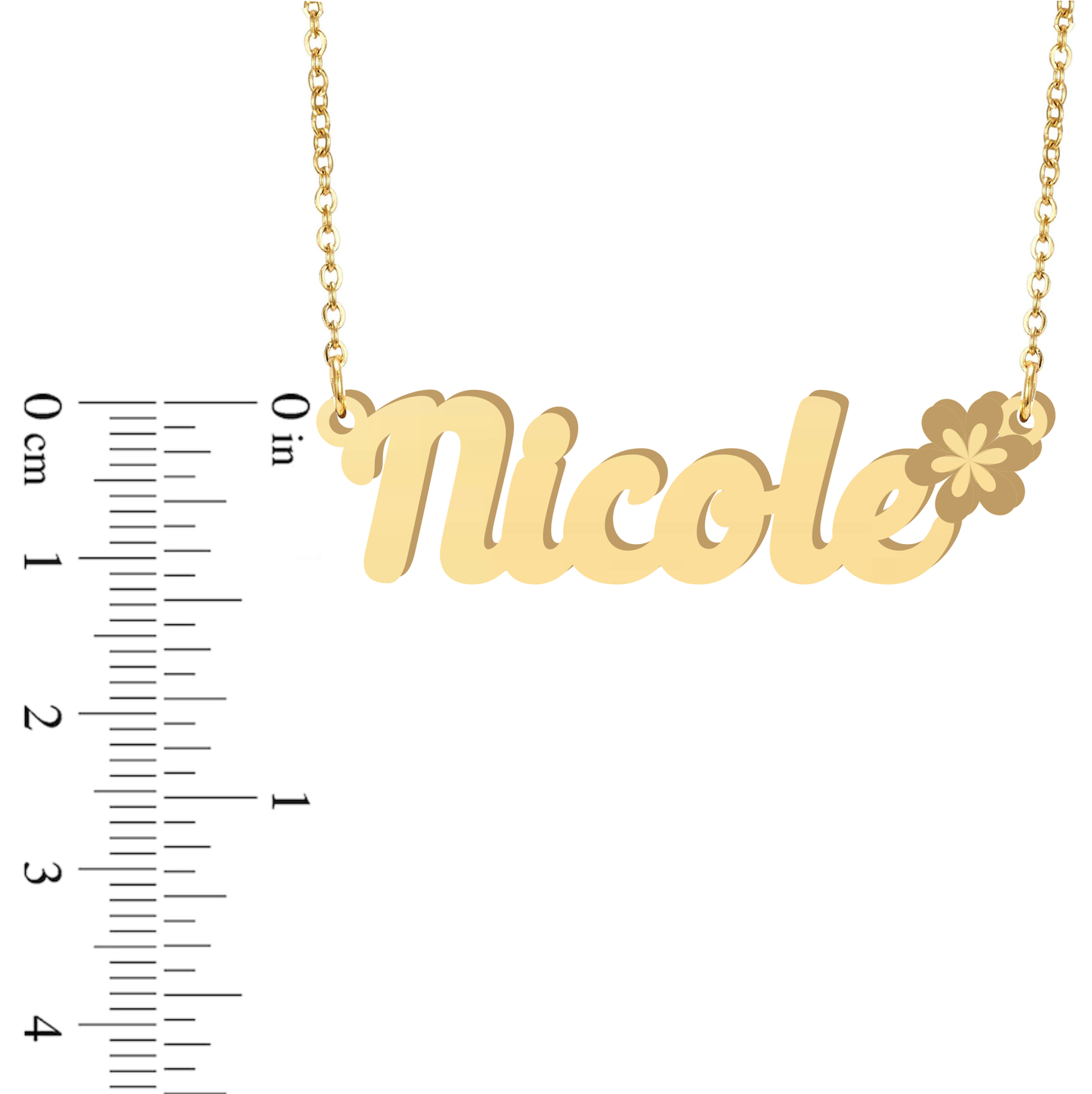 Prime & Pure 9K Yellow Gold Name Necklace Nicole with Flower