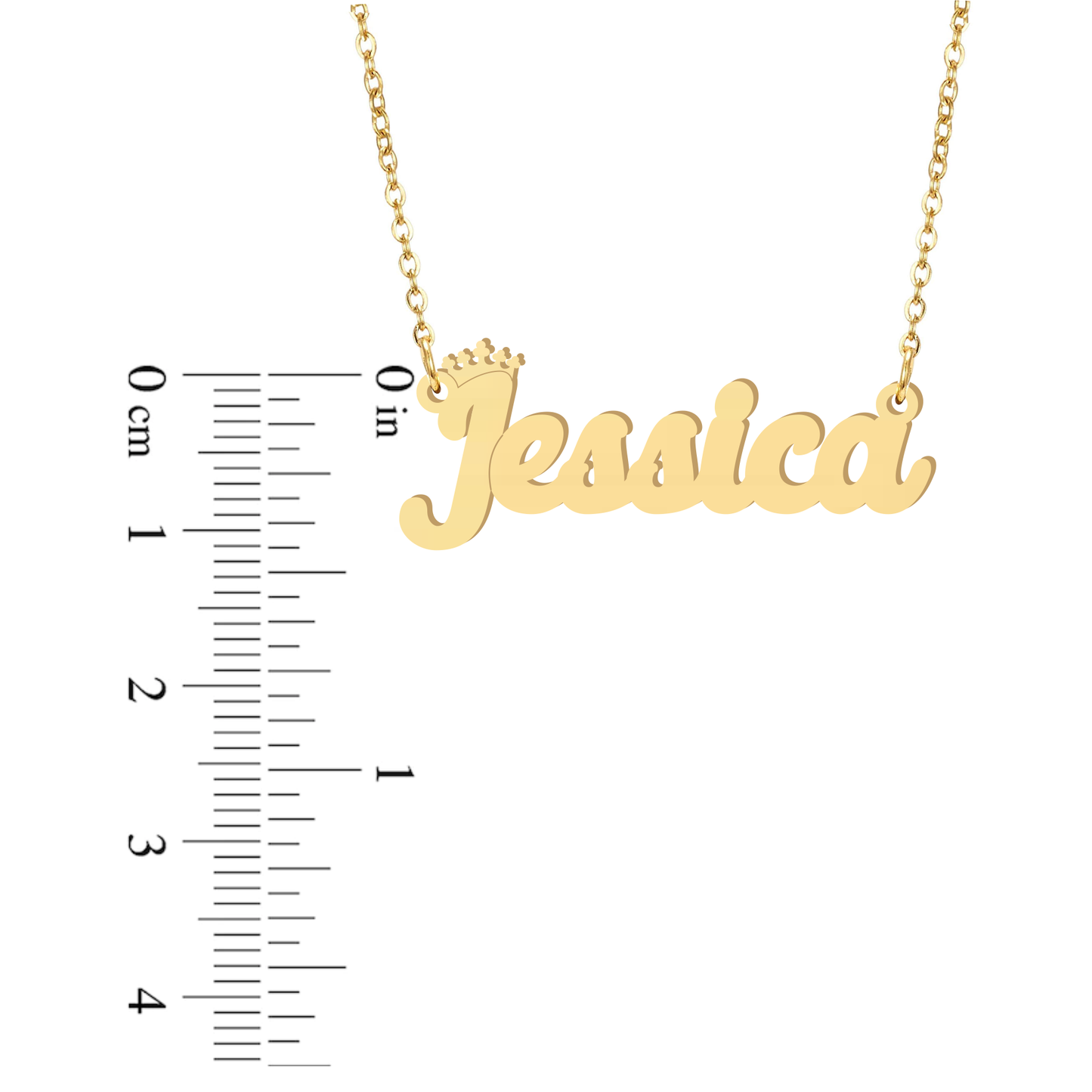 Prime & Pure 9K Yellow Gold Name Necklace Jessica with Crown