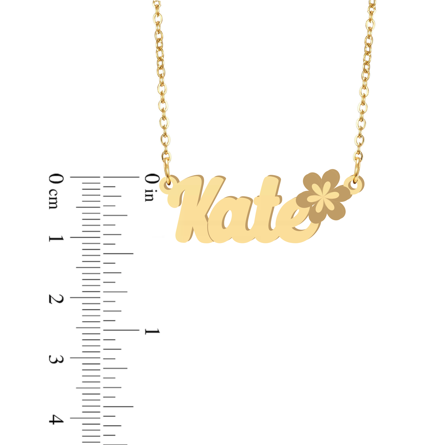 Prime & Pure 9K Yellow Gold Name Necklace Kate with Flower