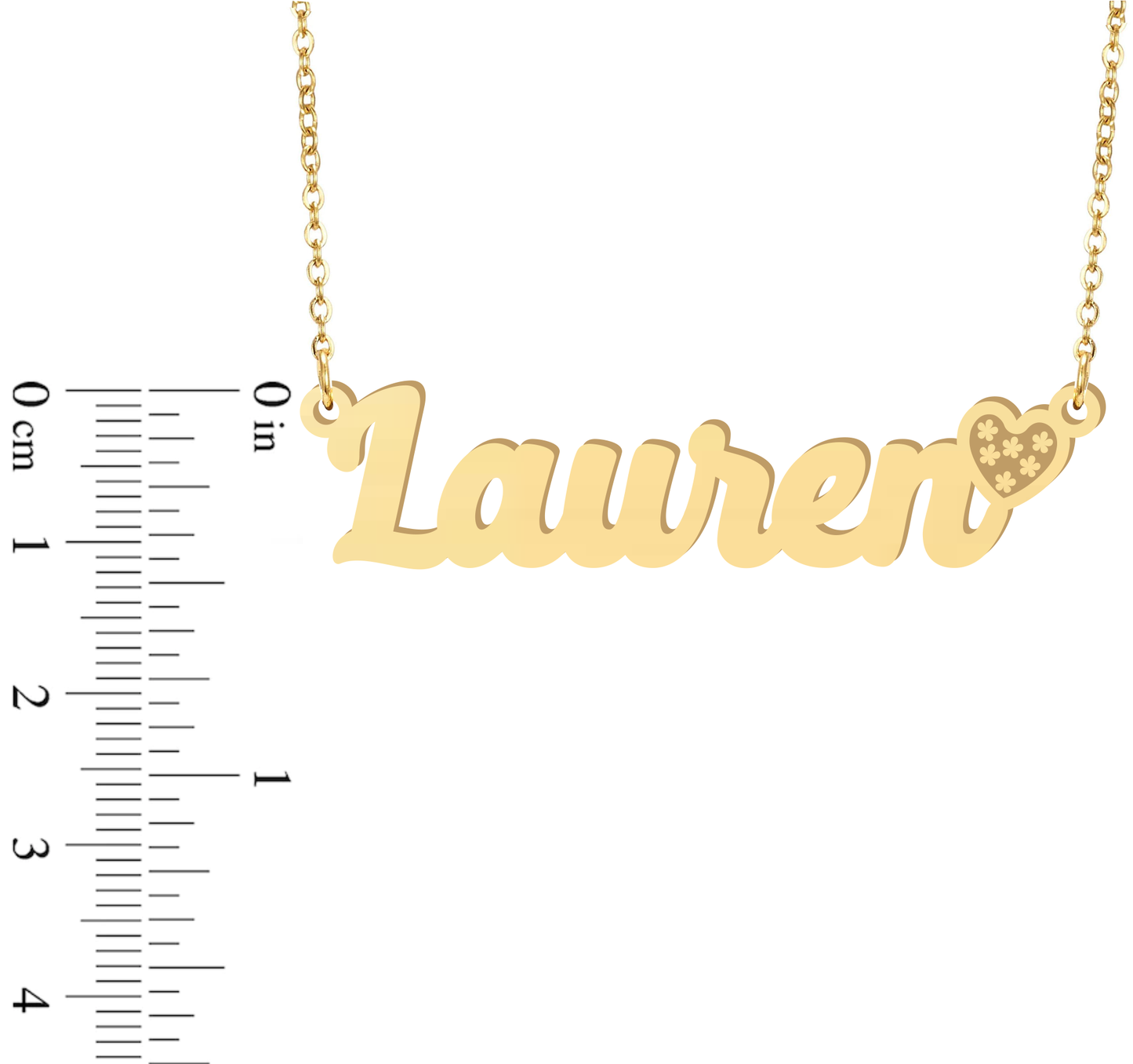 Prime & Pure 9K Yellow Gold Name Necklace Lauren with Heart