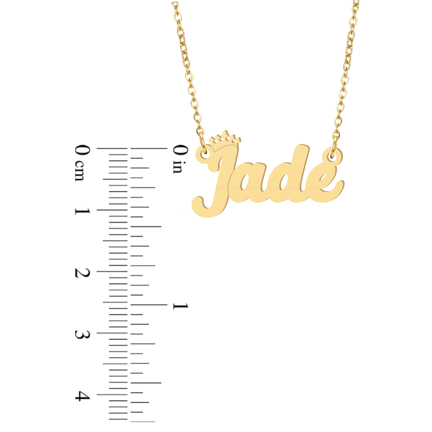 Prime & Pure 9K Yellow Gold Name Necklace Jade with Crown