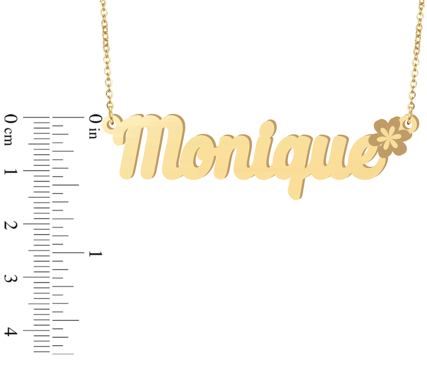 Prime & Pure 9K Yellow Gold Name Necklace Monique with Flower