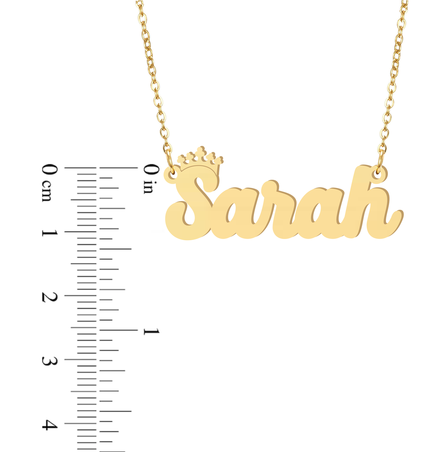 Prime & Pure 9K Yellow Gold Name Necklace Sarah with Crown