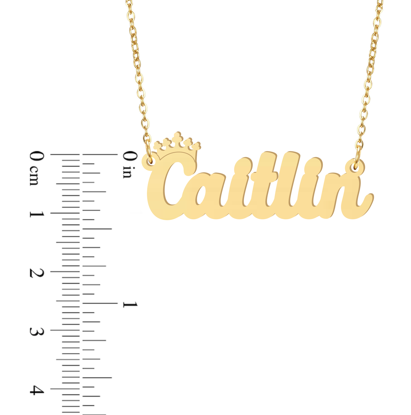 Prime & Pure 9K Yellow Gold Name Necklace Caitlin with Crown
