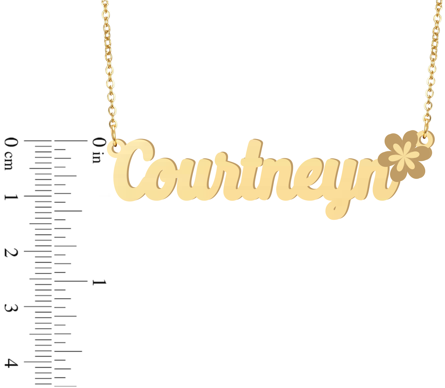 Prime & Pure 9K Yellow Gold Name Necklace Courtneyn with Flower