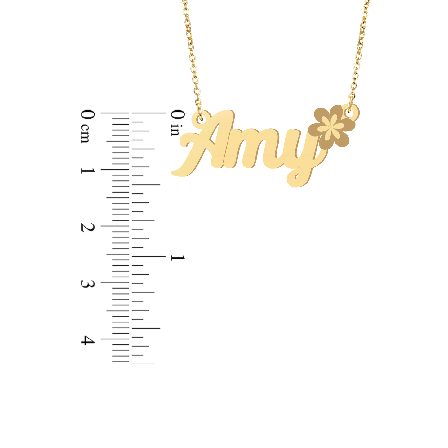 Prime & Pure 9K Yellow Gold Name Necklace Amy with Flower
