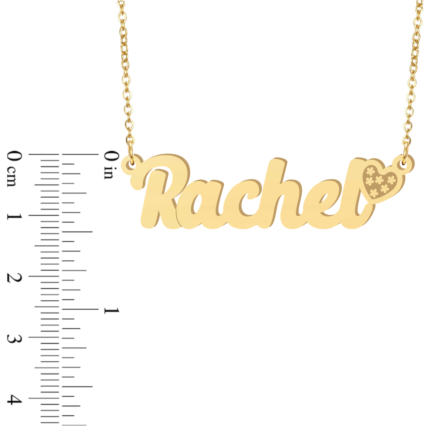 Prime & Pure 9K Yellow Gold Name Necklace Rachel with Heart