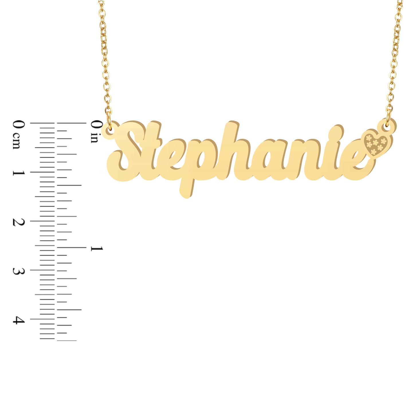 Prime & Pure 9K Yellow Gold Name Necklace Stephanie with Heart