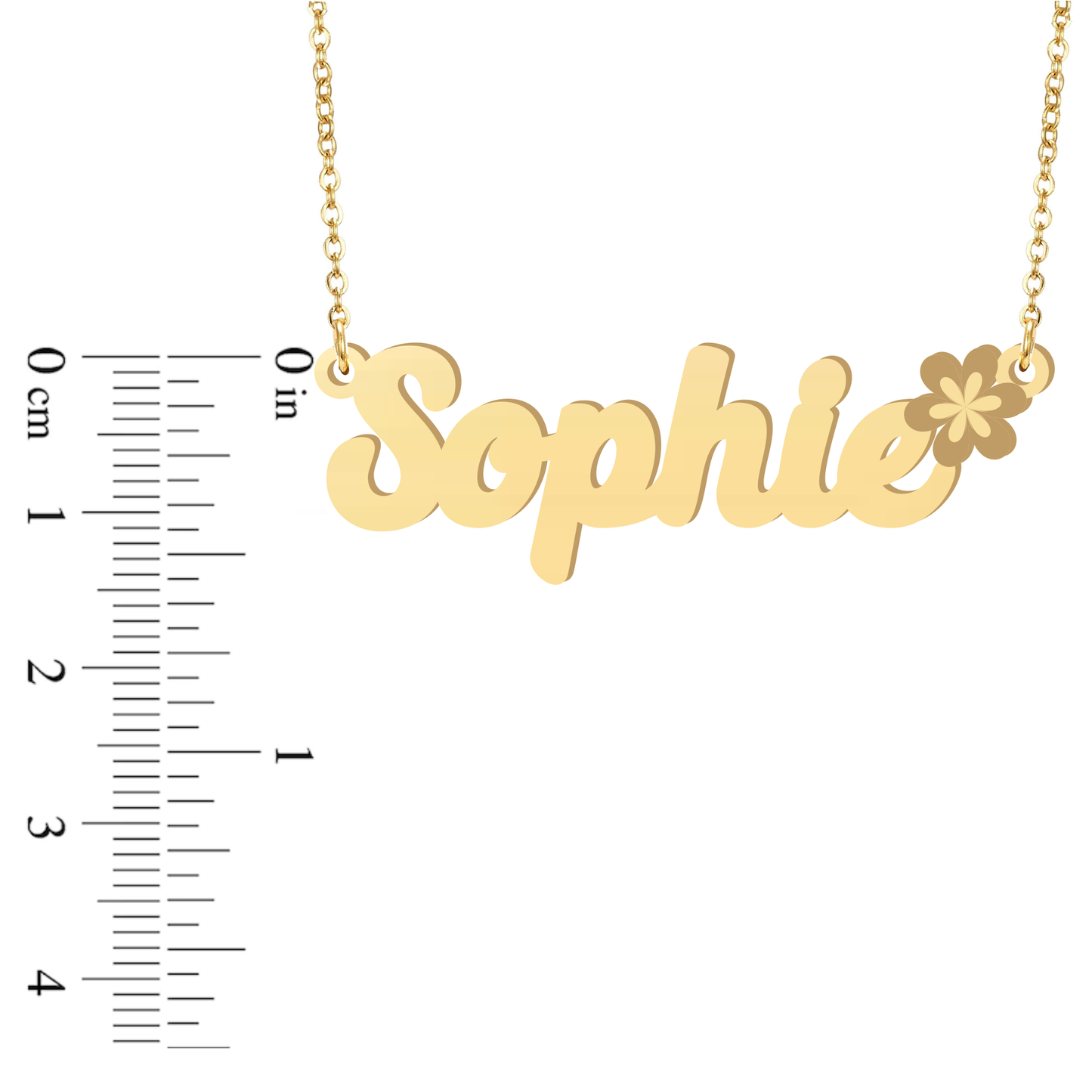 Prime & Pure 9K Yellow Gold Name Necklace Sophie with Flower