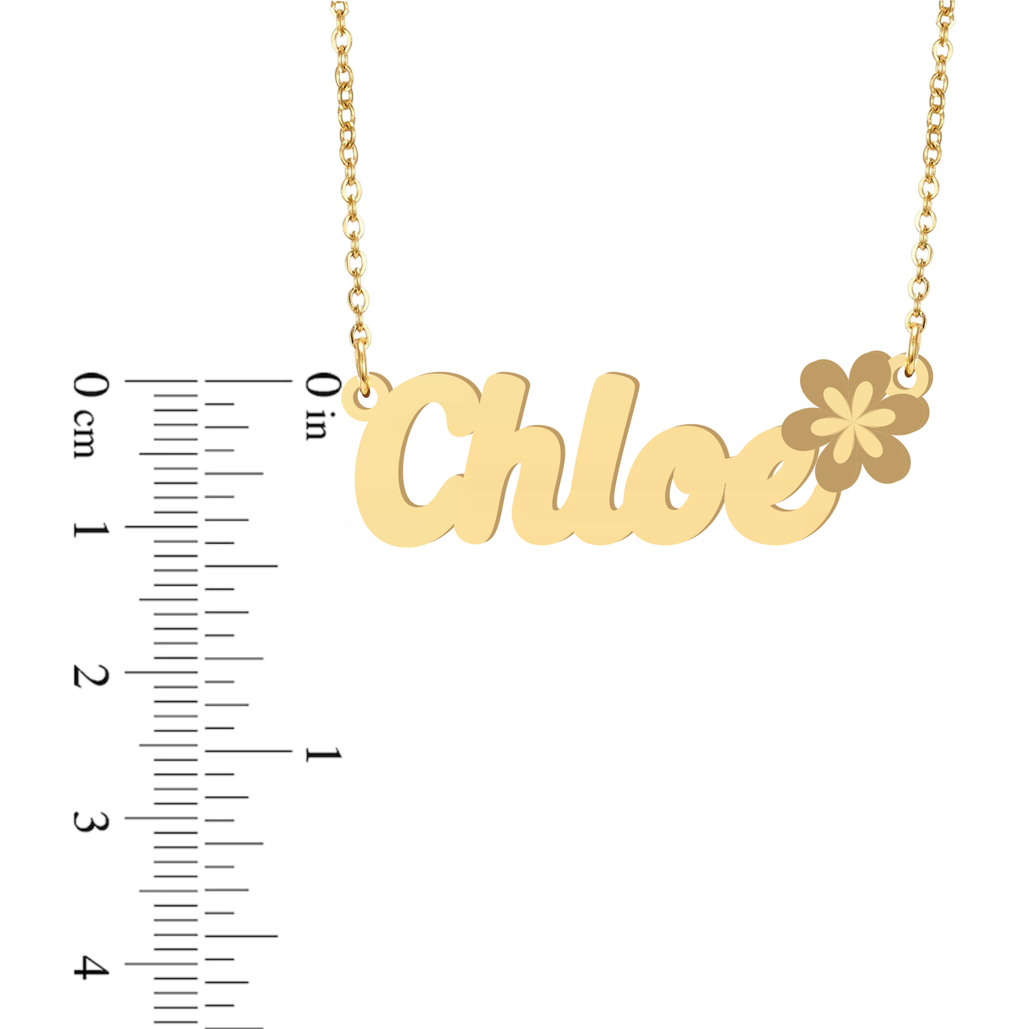 Prime & Pure 9K Yellow Gold Name Necklace Chloe with Flower