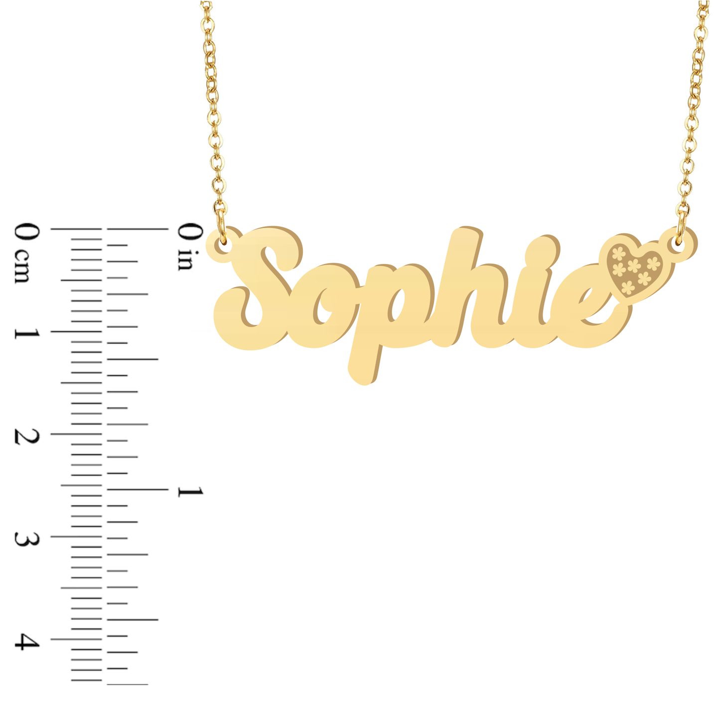 Prime & Pure 9K Yellow Gold Name Necklace Sophie with Heart