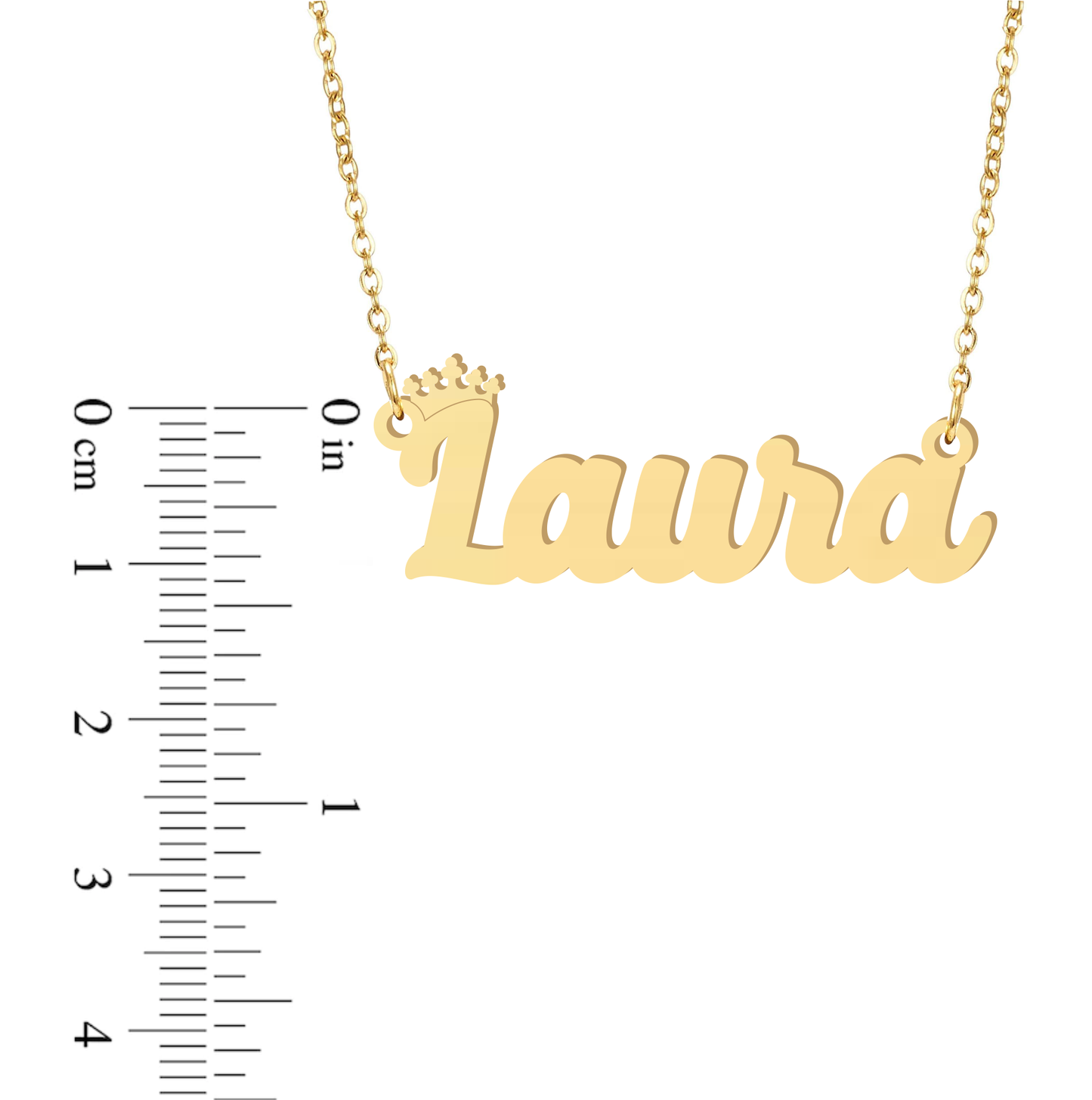 Prime & Pure 9K Yellow Gold Name Necklace Laura with Crown