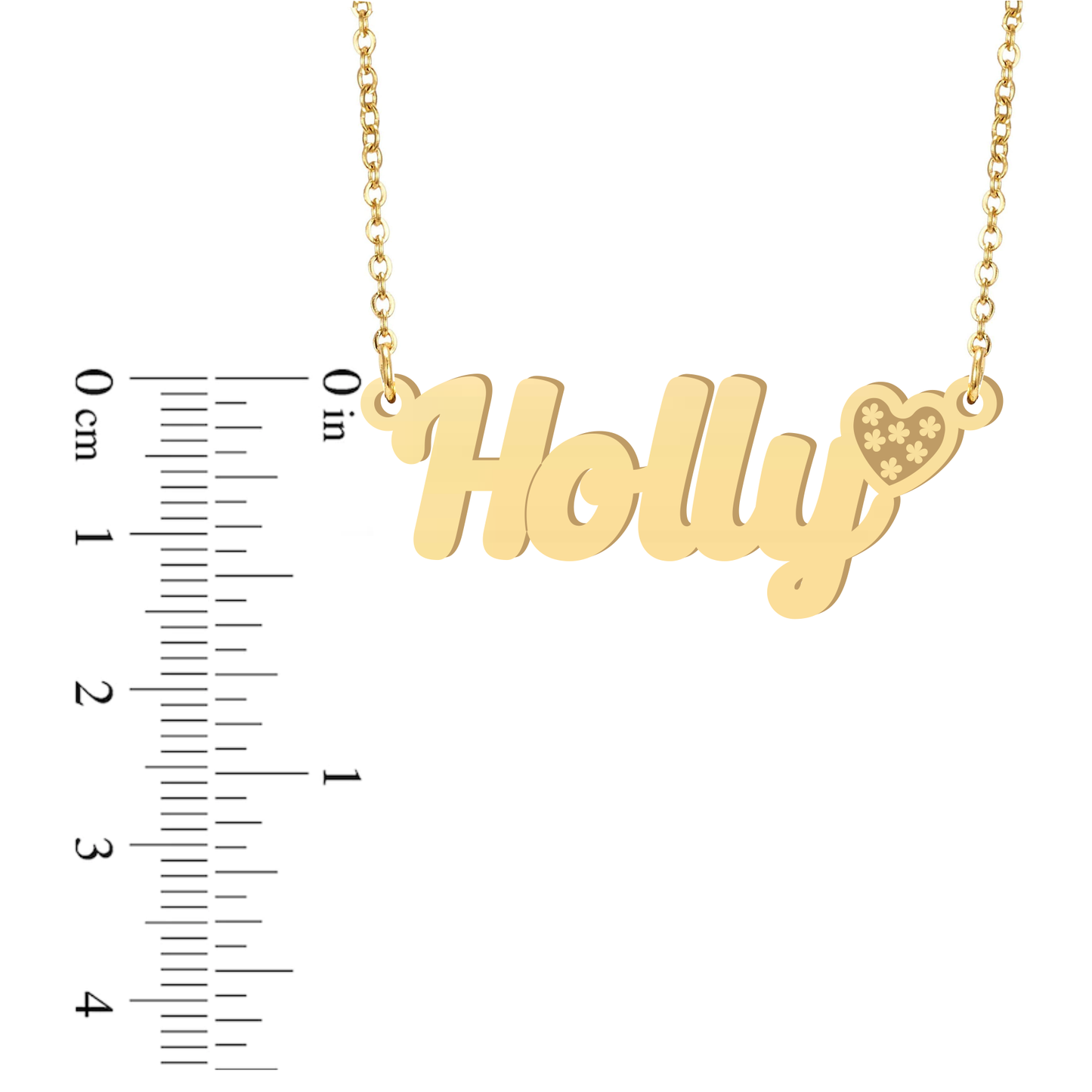 Prime & Pure 9K Yellow Gold Name Necklace Holly with Heart