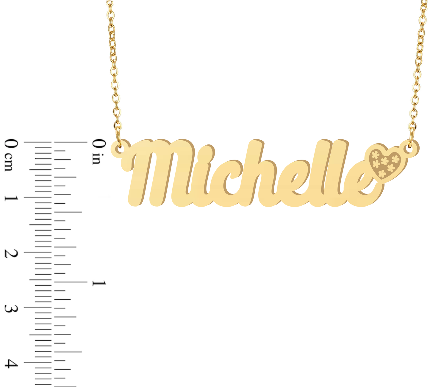 Prime & Pure 9K Yellow Gold Name Necklace Michelle with Heart